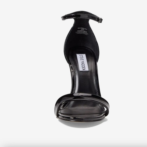 New Steve Madden Mallor Wedge strap Sandals black patent leather size 7.5 - Picture 3 of 9